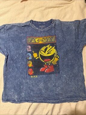 Men's Short-Sleeve Pac-Man Graphic Tee in Washed Blue